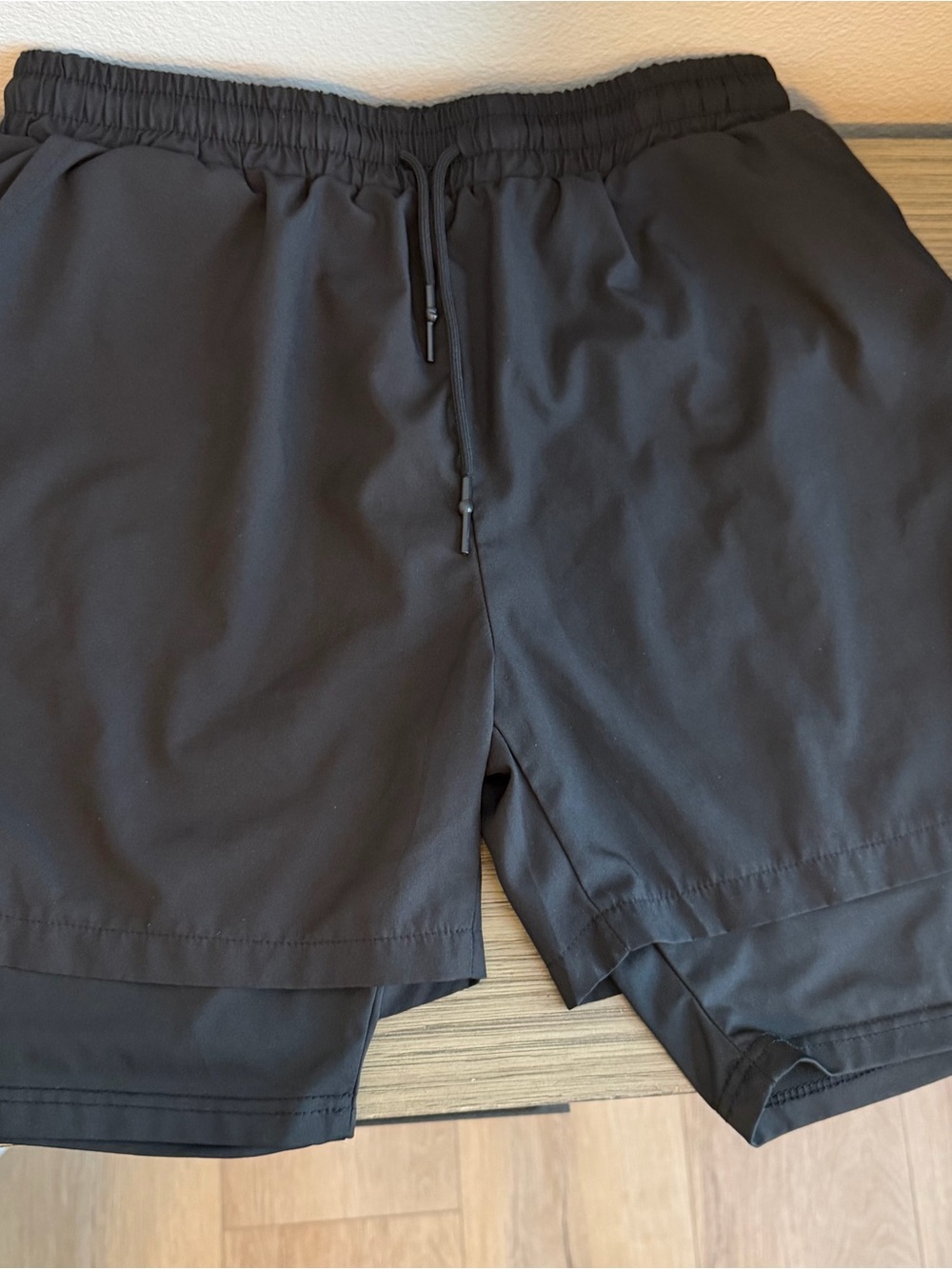 Men's Black Athletic 2-in-1 Training Shorts